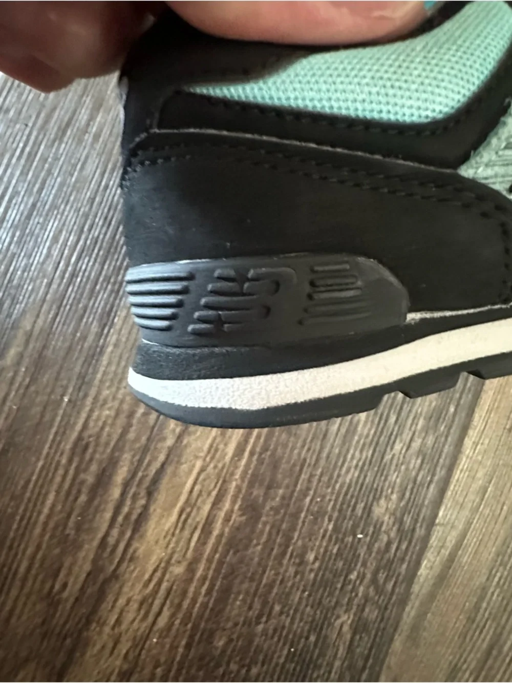 New Balance 574 aqua blue and black lace up sneakers toddler 7 boy or girl